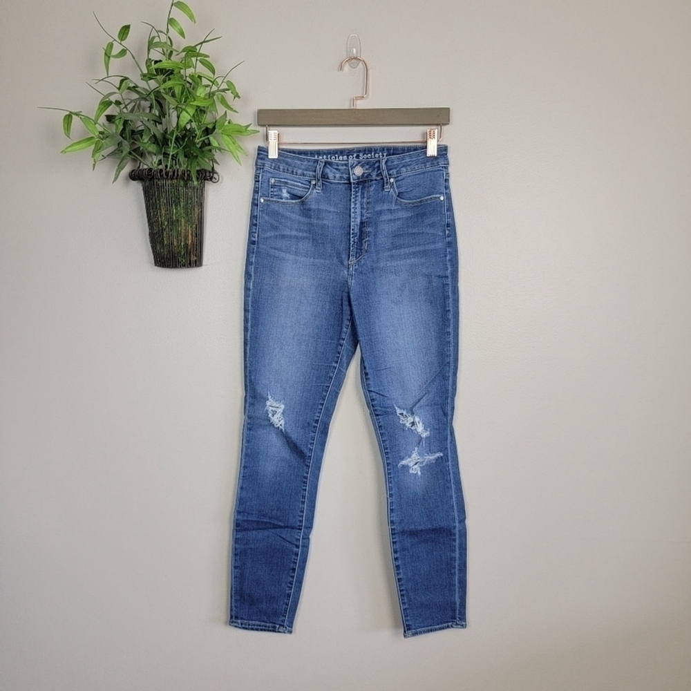 Articles of Society Skinny Ankle High Rise Distressed Medium Wash Jeans 28 6
